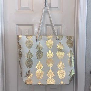 Gold metallic pineapple tote
